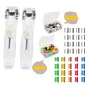 A set of professional clip pusher stapler components including a main body, a stapler, and multiple small metal staples.