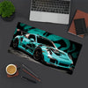 A large gaming mouse pad featuring a detailed illustration of a turquoise JDM sports car.