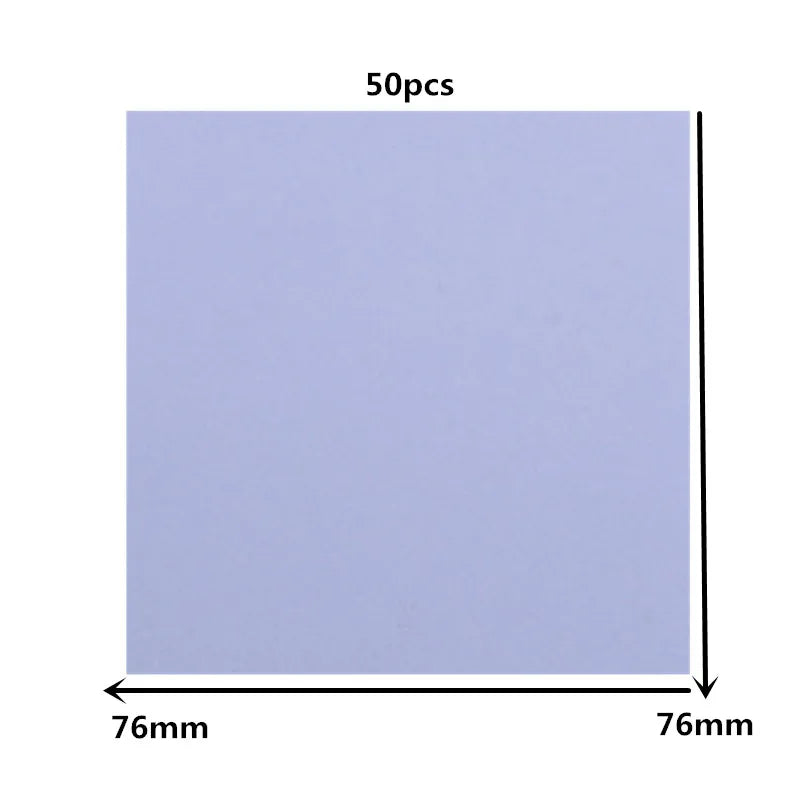 A sheet of light purple transparent sticky notes measuring 76mm by 76mm, labeled for 50 pieces.