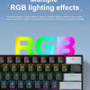 A close-up of a mechanical keyboard featuring multiple RGB lighting effects on the keys.