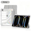 A clear acrylic protective case for an iPad Mini shown next to a grey protective cover.