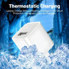 A white cube-shaped thermoelectric charger is shown surrounded by ice in a blue, icy background.