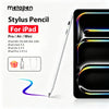 A white Metapen stylus pencil shown next to an iPad, illustrating compatibility for various iPad models.