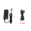 Black universal laptop power adapter with a detachable cord and EU plug.
