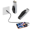 محول فضي من USB-C إلى إيثرنت موصول بكابل أسود وهاتف ذكي.