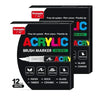 A set of acrylic brush markers in various colors and tips for DIY art projects