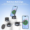 A multi-form multi-angle magnetic wireless phone mount shown with various angles and a smartphone.