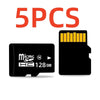 Five high-speed MicroSD memory cards labeled 128GB storage capacity