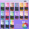 A set of 90 multi-color acrylic painting gel pens in various shades and angles for drawing and marking