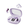A purple 4-in-1 wireless Bluetooth sleep earbud charging case with a mirror and earbuds.