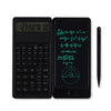 Calculatrice scientifique pliable 2-en-1 et tablette d'écriture avec stylet noire.