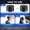 Instructions showing how to use a 360 degree magnetic phone holder bracket on a smooth surface