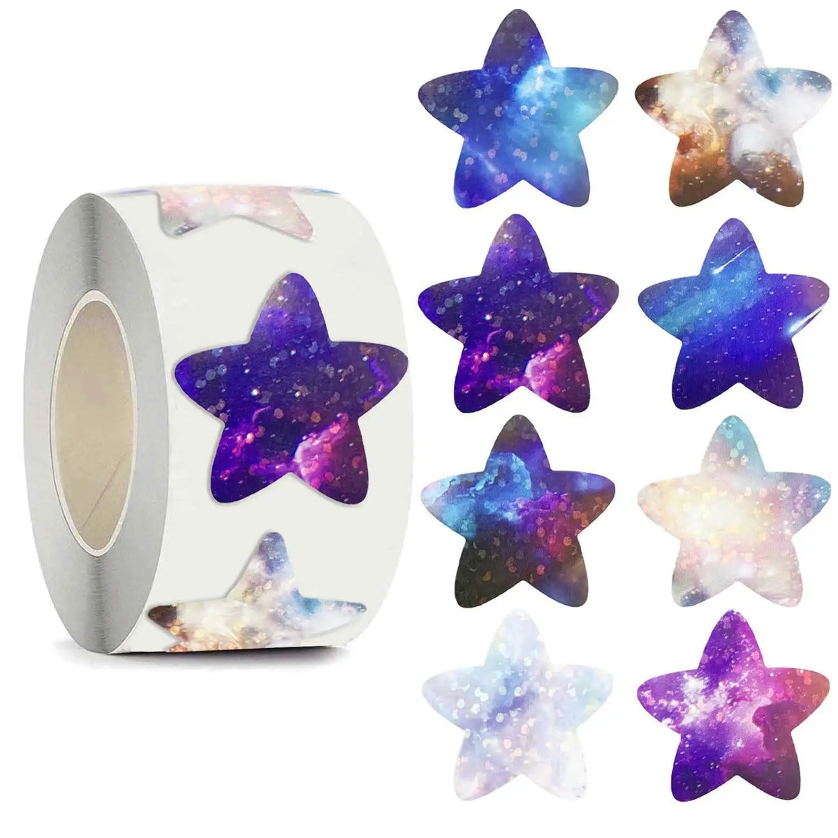 Glitzerstern-Aufkleber in Blau, Lila und Gold für Bastelarbeiten