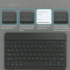A black magnetic keyboard case for an iPad Pro, showing connection steps and the keyboard itself.