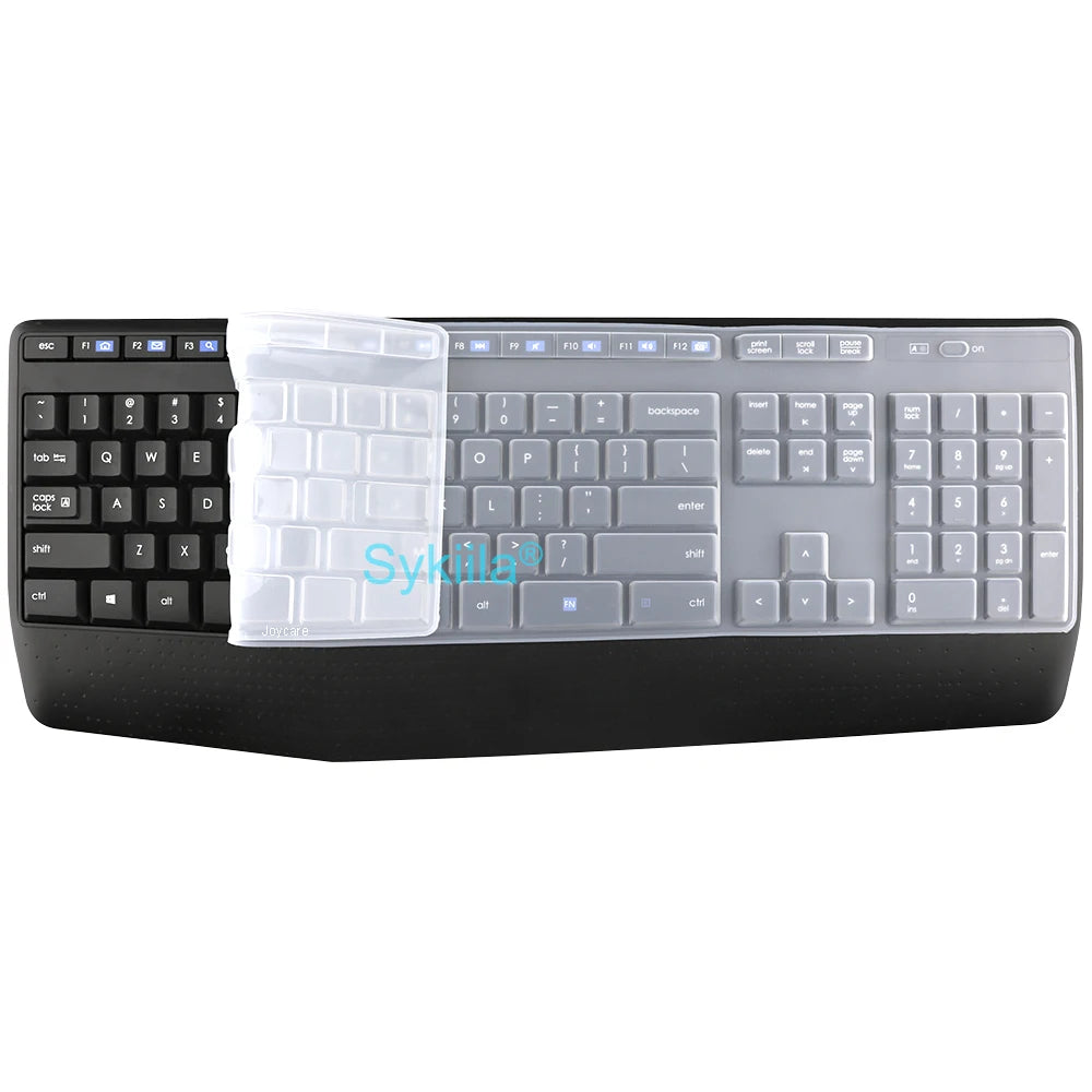 Black keyboard with a clear silicone cover for protection and customization