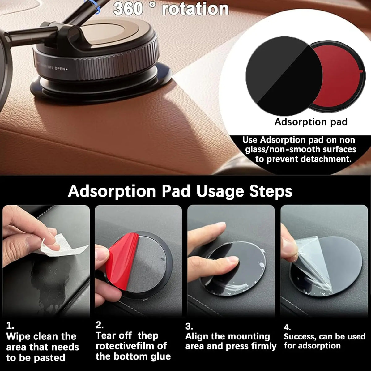 Instructions showing how to use an adsorption pad for preventing detachment on non-smooth surfaces.
