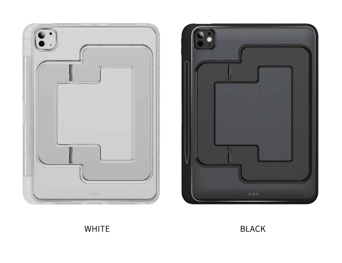 A pair of universal tablet and iPad protective cases shown in white and black colors.