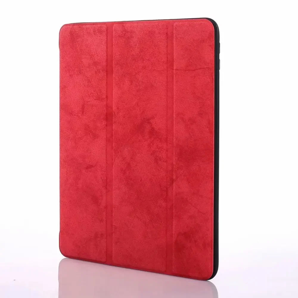 A red retro marbling skin for an iPad Pro displayed against a white background.