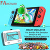 A digital simulator device for Amiibo Pixel Emulator Switch featuring various game characters and a controller.
