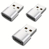A set of three USB to USB-C adapters for fast charging and data transfer.