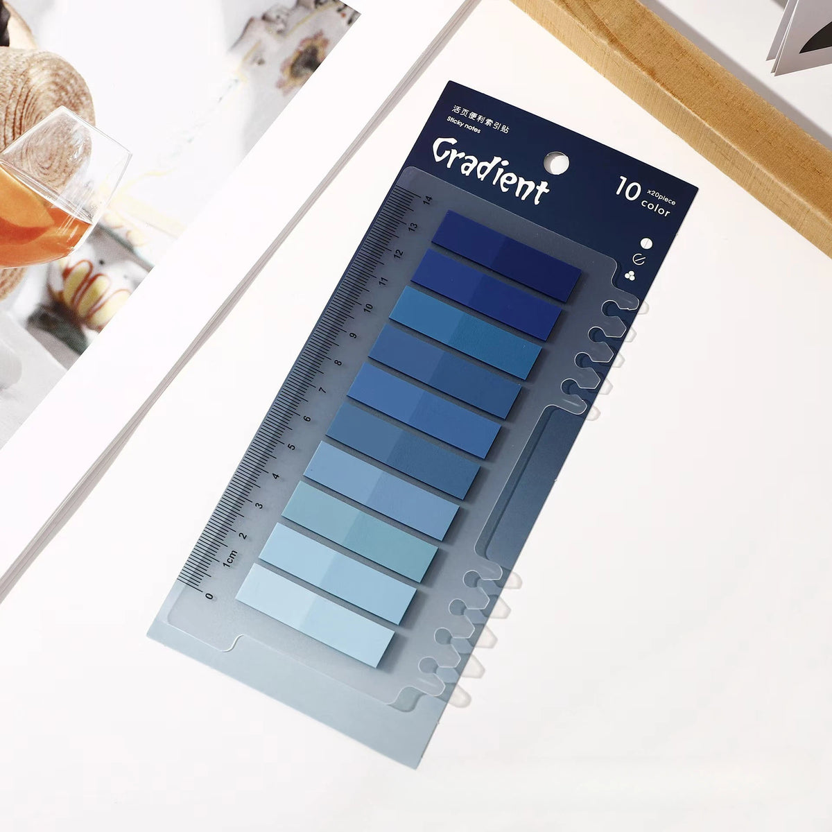 A pack of Gradient 10 color clear self-adhesive sticky notes displayed on a white background.