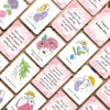 A collection of pink affirmation cards featuring positive messages and illustrations for daily positivity.