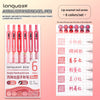 A set of six lip enamel red series acrylic painting gel pens with various colors and tips.
