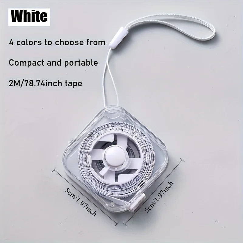White compact retractable measuring tape with 2m/78.4inch tape and lock feature