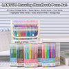 A set of Languo drawing handbook pens in various colors and glitter finishes displayed in a storage bag.
