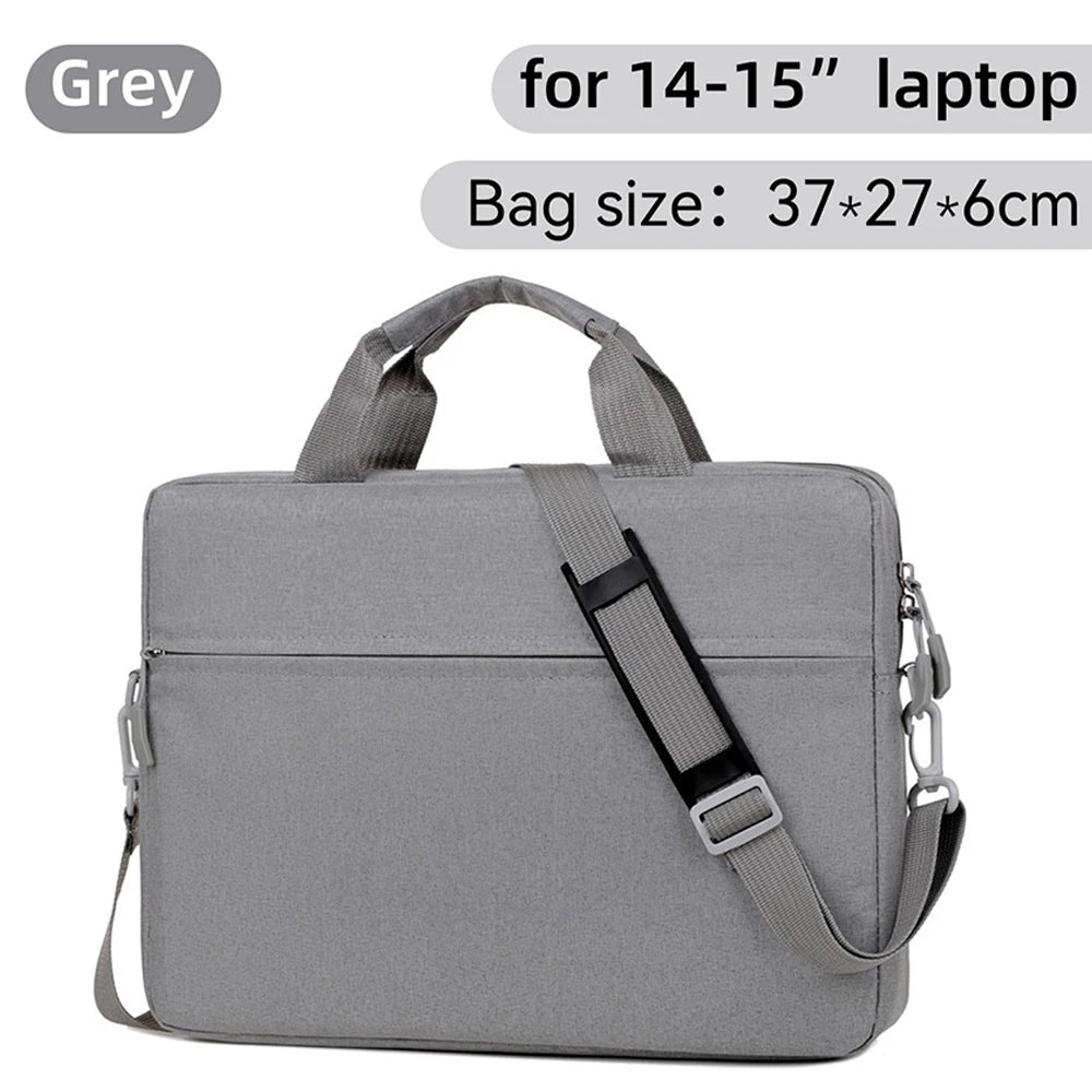 A grey laptop sleeve bag designed for 14-15 inch laptops, shown from the front.