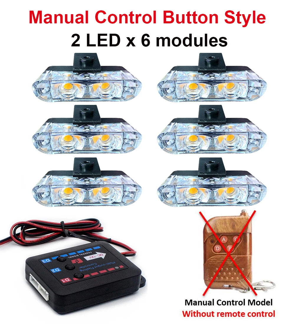 Six manual control button style LED modules and a manual control model without a remote control