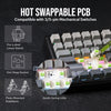 Hot swappable PCB for mechanical switches, showing pre-lubed linear switches and plate-mounted stabilizers.
