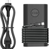 Adaptador de corriente USB Tipo-C negro de 65W para portátil con cable enrollado y carcasa cilíndrica.