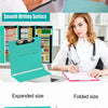 A woman is using an A4 foldable medical clipboard with a smooth writing surface on a desk.