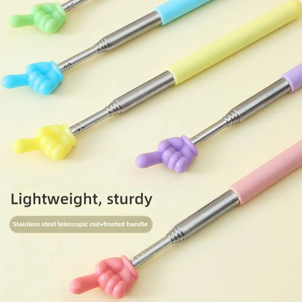 A collection of colorful, lightweight, sturdy stainless steel telescopic rods with rubberized handles.