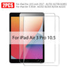 Zwei klare gehärtete Glasschutzfolien für iPad Air 3 Pro 10,5 Zoll und iPad Air 3 2019