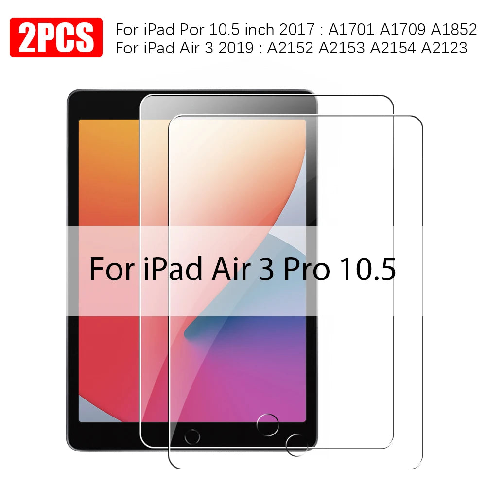 Zwei klare gehärtete Glasschutzfolien für iPad Air 3 Pro 10,5 Zoll und iPad Air 3 2019