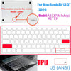A close-up view of an ultra-thin TPU keyboard cover for a MacBook, showing the layout and design.