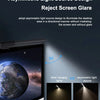 A close-up of a laptop screen with an asymmetric light source design illuminating the desktop area.