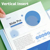 A presentation template titled Slide Pro is shown on an A4 document, featuring a blue circular graphic.