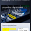 Thermal transfer labels for communication cable identification showing various label styles and sizes