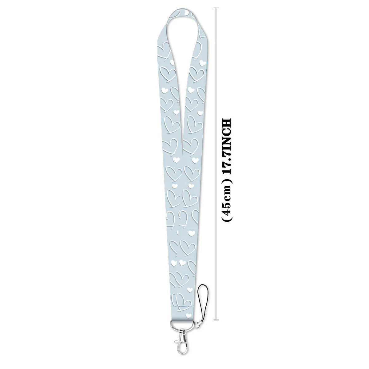 A light blue minimalist heart-shaped lanyard for badges and keys.
