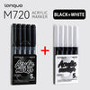 Languo M720 black and white acrylic marker set with 5 pens for various materials