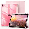 A pink premium hybrid case for an iPad 10th generation tablet displaying a landscape photo.