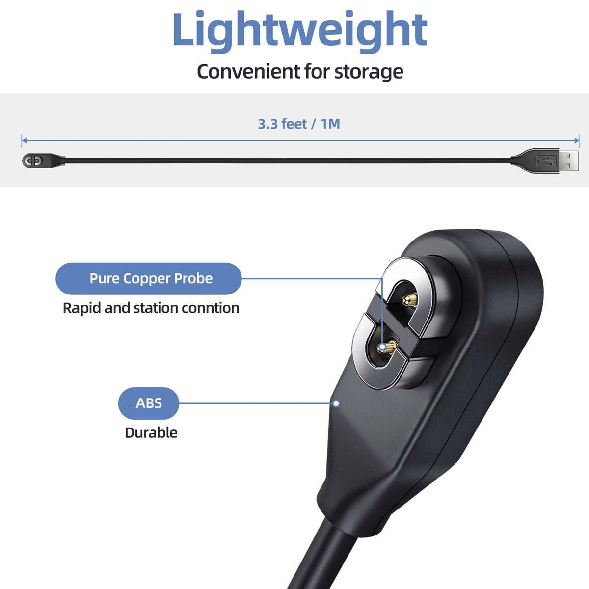 A black lightweight probe with a pure copper tip and durable ABS housing for fast and station connection.