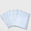 A stack of ten clear plastic self-sealing waterproof shipping bags.