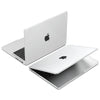 A silver slim protective case is shown open, displaying a MacBook Pro or Air laptop.
