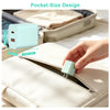 A pocket-size USB-C fast charging cable is shown inside a light-colored leather pouch.