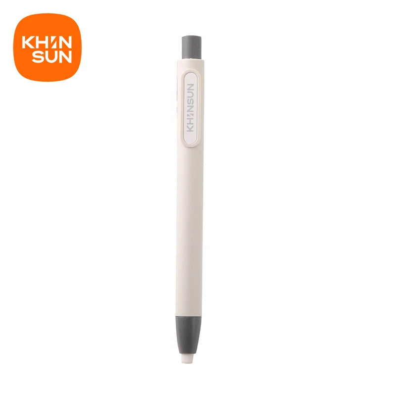 A white retractable pencil eraser with a black tip and branding visible on the barrel.