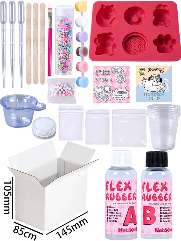 Silikon-Squishy-Maker-Set mit verschiedenen Formen und Werkzeugen zur Stressbewältigung
